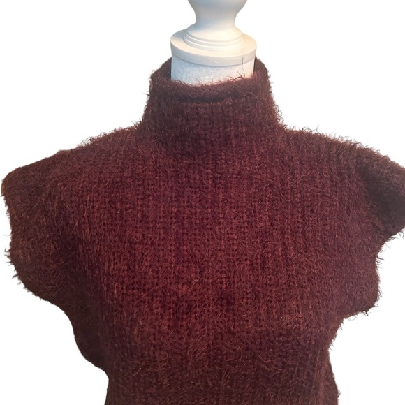 NWT BISHOP + YOUNG BIANCA SHOULDER PAD MOCK NECK FUZZY SWEATER - Picture 3 of 12